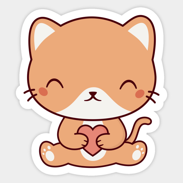 Kawaii Cute Cat Kitten - Cat - Sticker | TeePublic